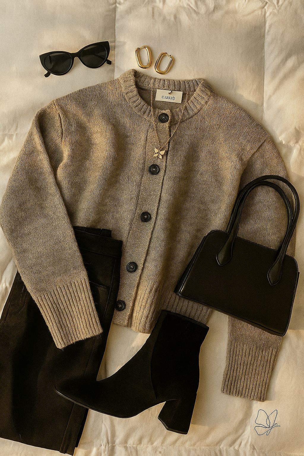 Cardigan de Punto Beige con Botones