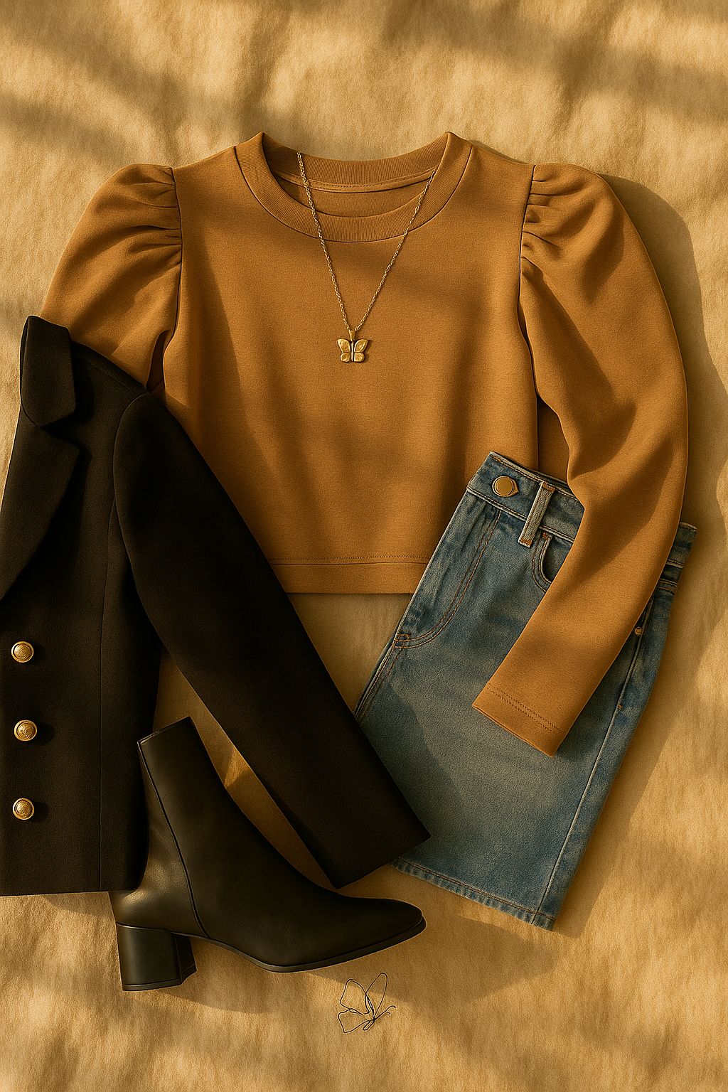 Buzo Manga Globo Color Miel