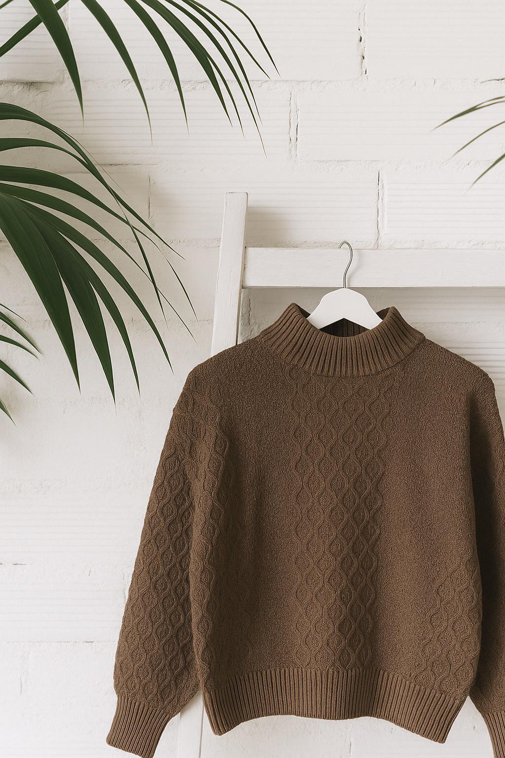 Sweater Tejido Trenza Cacao